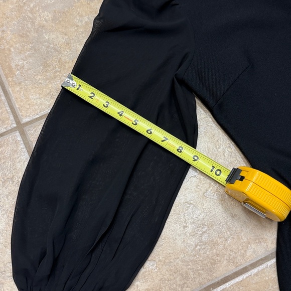 Karen Millen Black Sheath Dress with Notched Collar and Bishop Sleeves - Picture 11 of 15